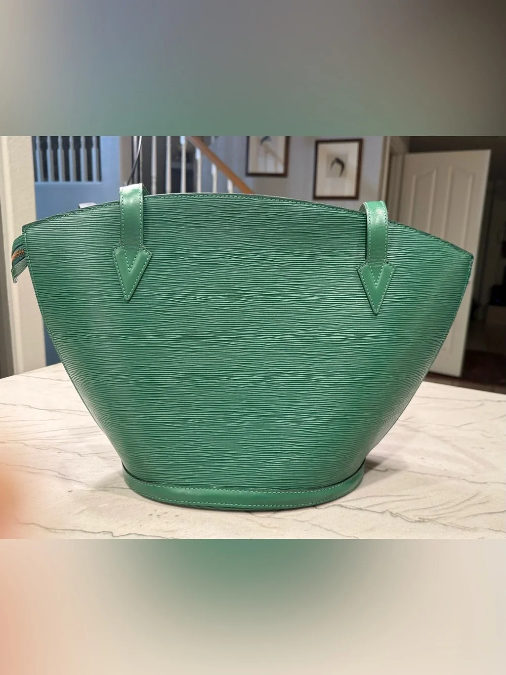Louis Vuitton Saint Jacques PM Green Epi Leather Tote Shoulder Bag Authentic